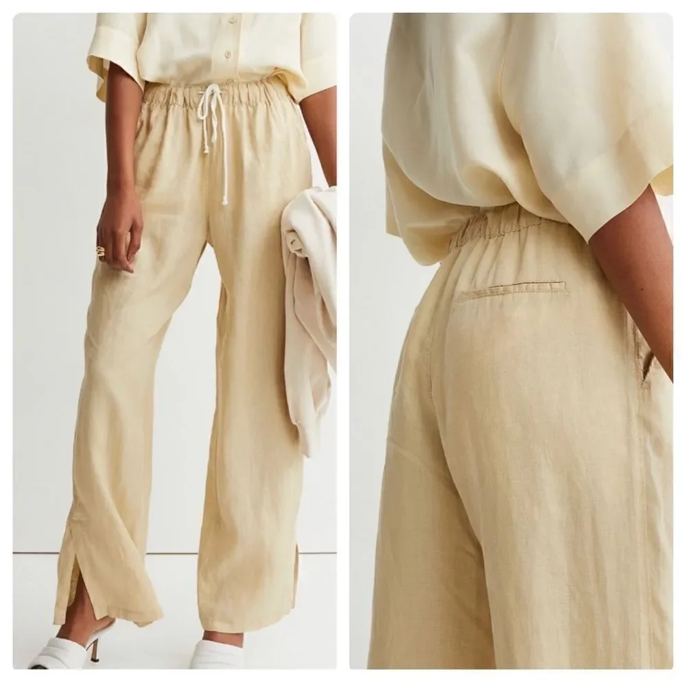 100% Linen H&M Pants Slit Pockets New